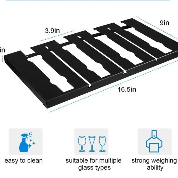 Set of TWO undercabinet wine glass holder with hooks to hang mugs on as well - Picture 3 of 9